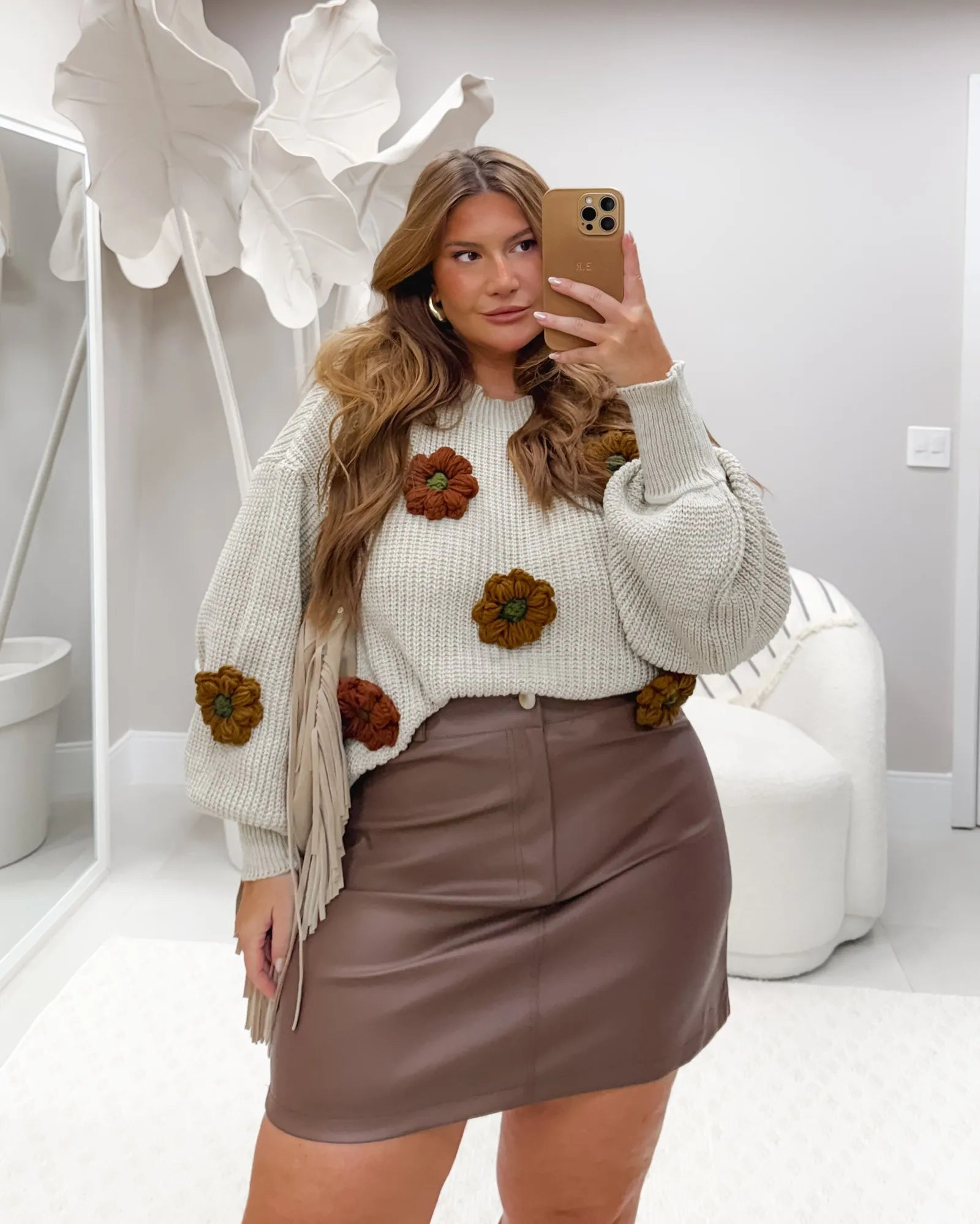 Blusa Tricot Flor 3D