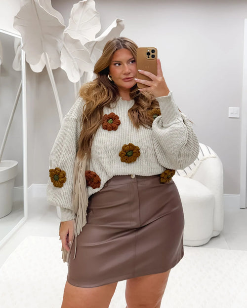 Blusa Tricot Flor 3D